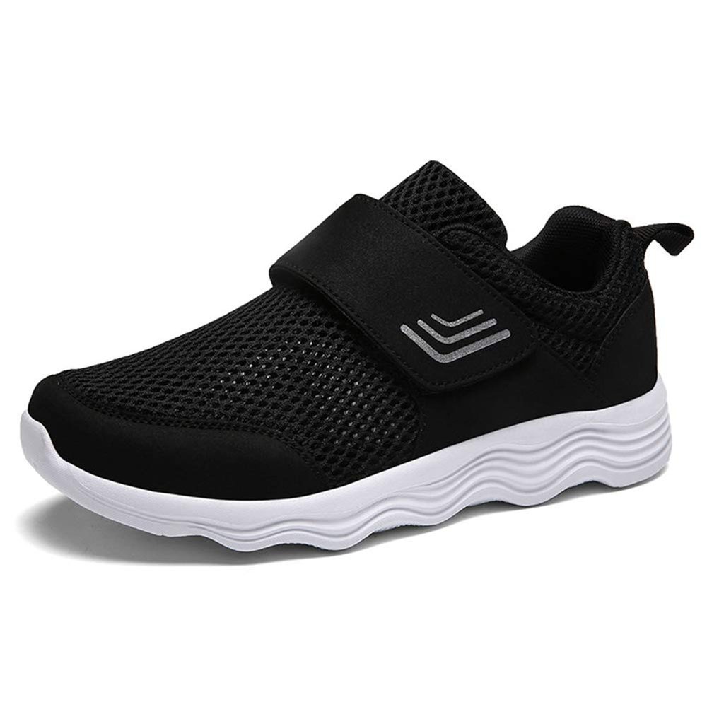 LEADER SHOW Men's Casual Comfort Walking Shoes Ultralight Flats Non-Slip Hook & Loop Fashion Sneakers (8.5, Wave Black)