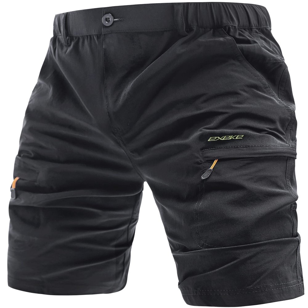 EXEKE Men's Lightweight Hiking Shorts Stretch Quick Dry Cargo Shorts with Multi Pocket 267-5XL/Black 40-41