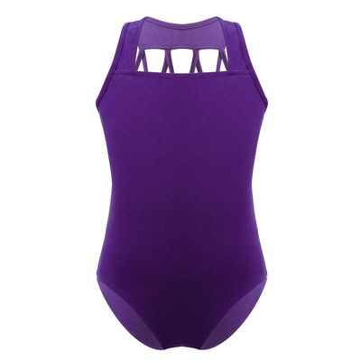 YONGHS Kids Girls Sleeveless Gymnastic Leotard Stretchy M-Straps Back Ballet Dance Sports Yoga Running Jumpsuit Purple 8