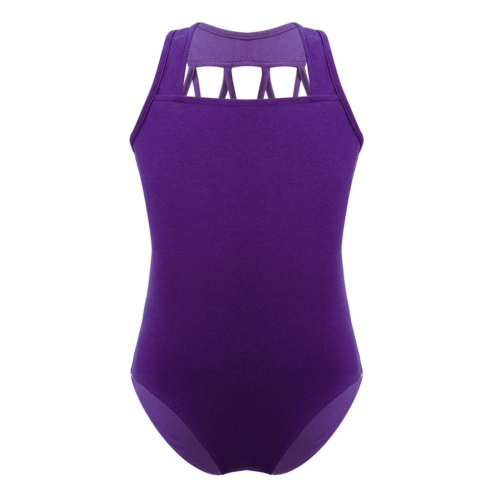 YONGHS Kids Girls Sleeveless Gymnastic Leotard Stretchy M-Straps Back Ballet Dance Sports Yoga Running Jumpsuit Purple 8