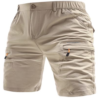 EXEKE Men's Lightweight Hiking Shorts Stretch Quick Dry Cargo Shorts with Multi Pocket 267-4XL/Khaki 38-39