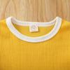 Nokpsedcb Newborn Kids Baby Girls Cute Strap Solid Color Romper Bodysuit Top+Drawstring Bottoms Shorts Pants 2Pcs Outfits Set (0-6 Months, A-Yellow) view 3