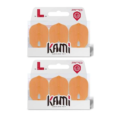 LSTYLE Dart Flights - L3 PRO KAMI Shape - Orange | 2-Pack (6 Flights) | for Soft & Steel Tip Darts