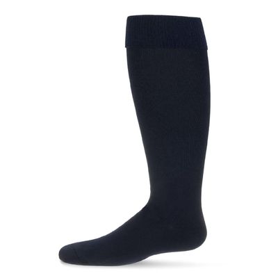MeMoi Girls' Cuffed Opaque Knee High Socks Navy 8-9