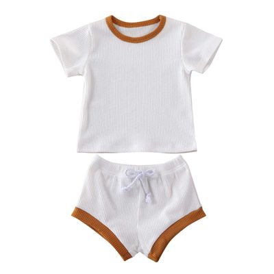 Nokpsedcb Newborn Kids Baby Girls Cute Strap Solid Color Romper Bodysuit Top+Drawstring Bottoms Shorts Pants 2Pcs Outfits Set (0-6 Months, A-White)