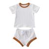 Nokpsedcb Newborn Kids Baby Girls Cute Strap Solid Color Romper Bodysuit Top+Drawstring Bottoms Shorts Pants 2Pcs Outfits Set (0-6 Months, A-White) view 1