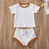 Nokpsedcb Newborn Kids Baby Girls Cute Strap Solid Color Romper Bodysuit Top+Drawstring Bottoms Shorts Pants 2Pcs Outfits Set (0-6 Months, A-White) view 2