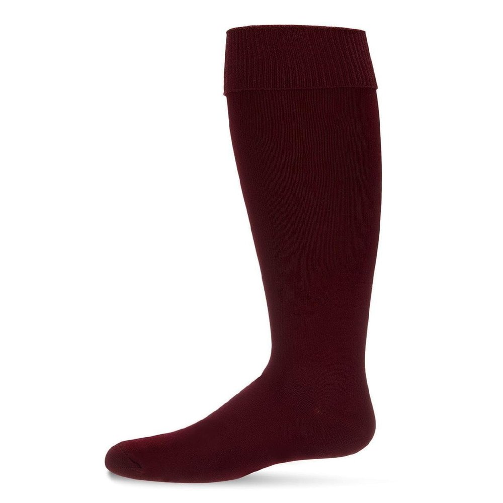 MeMoi Girls' Cuffed Opaque Knee High Socks Dark Maroon 7-8
