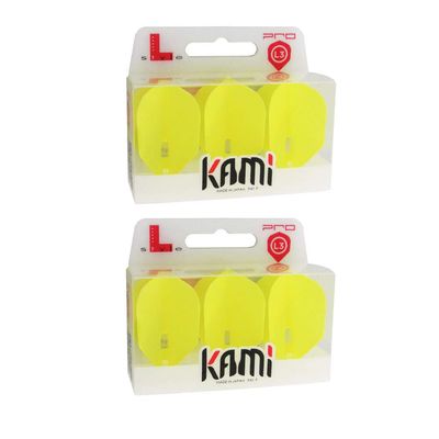 LSTYLE Dart Flights - L3 PRO KAMI Shape - Yellow | 2-Pack (6 Flights) | for Soft & Steel Tip Darts