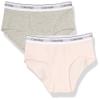 Calvin Klein Kids Girls' Modern Cotton Hipster Underwear 2-Pack, Heather Grey/Heather Blue/White, Medium view 1