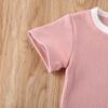 Nokpsedcb Newborn Kids Baby Girls Cute Strap Solid Color Romper Bodysuit Top+Drawstring Bottoms Shorts Pants 2Pcs Outfits Set (6-12 Months, A-Pink) view 4