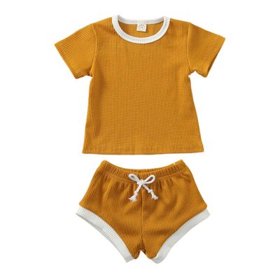 Nokpsedcb Newborn Kids Baby Girls Cute Strap Solid Color Romper Bodysuit Top+Drawstring Bottoms Shorts Pants 2Pcs Outfits Set (6-12 Months, A-Coffee)