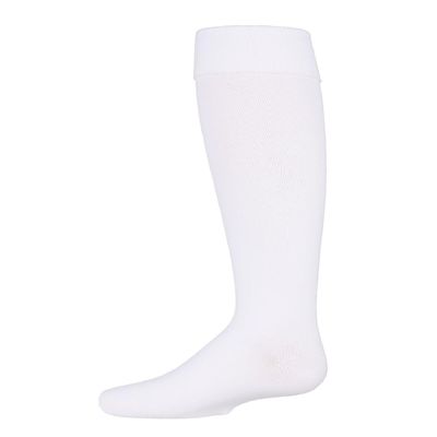 MeMoi Girls' Cuffed Opaque Knee High Socks White 7-8