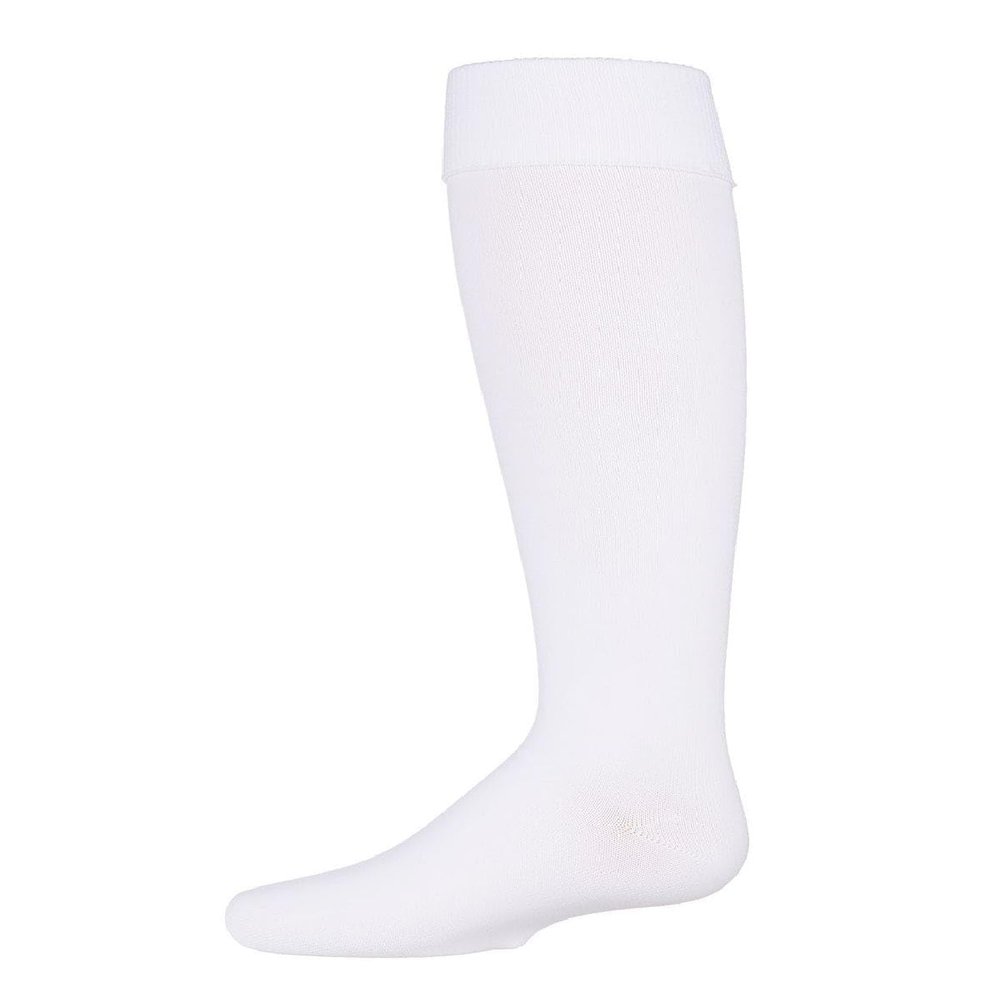 MeMoi Girls' Cuffed Opaque Knee High Socks White 7-8