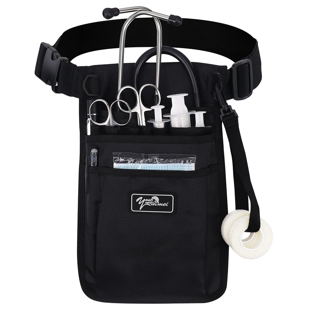 Nurse Fanny Pack for Work,Kit Practical Waist Bag for Nurses,Fanny Pack for Basics,Nurse Utility Belt Organizer Bag (Black)