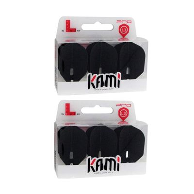 LSTYLE Dart Flights - L3 PRO KAMI Shape - Black | 2-Pack (6 Flights) | for Soft & Steel Tip Darts