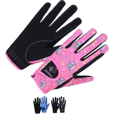 Jayefo Kids Horse Riding Gloves (Black, Age 12-14 Years)