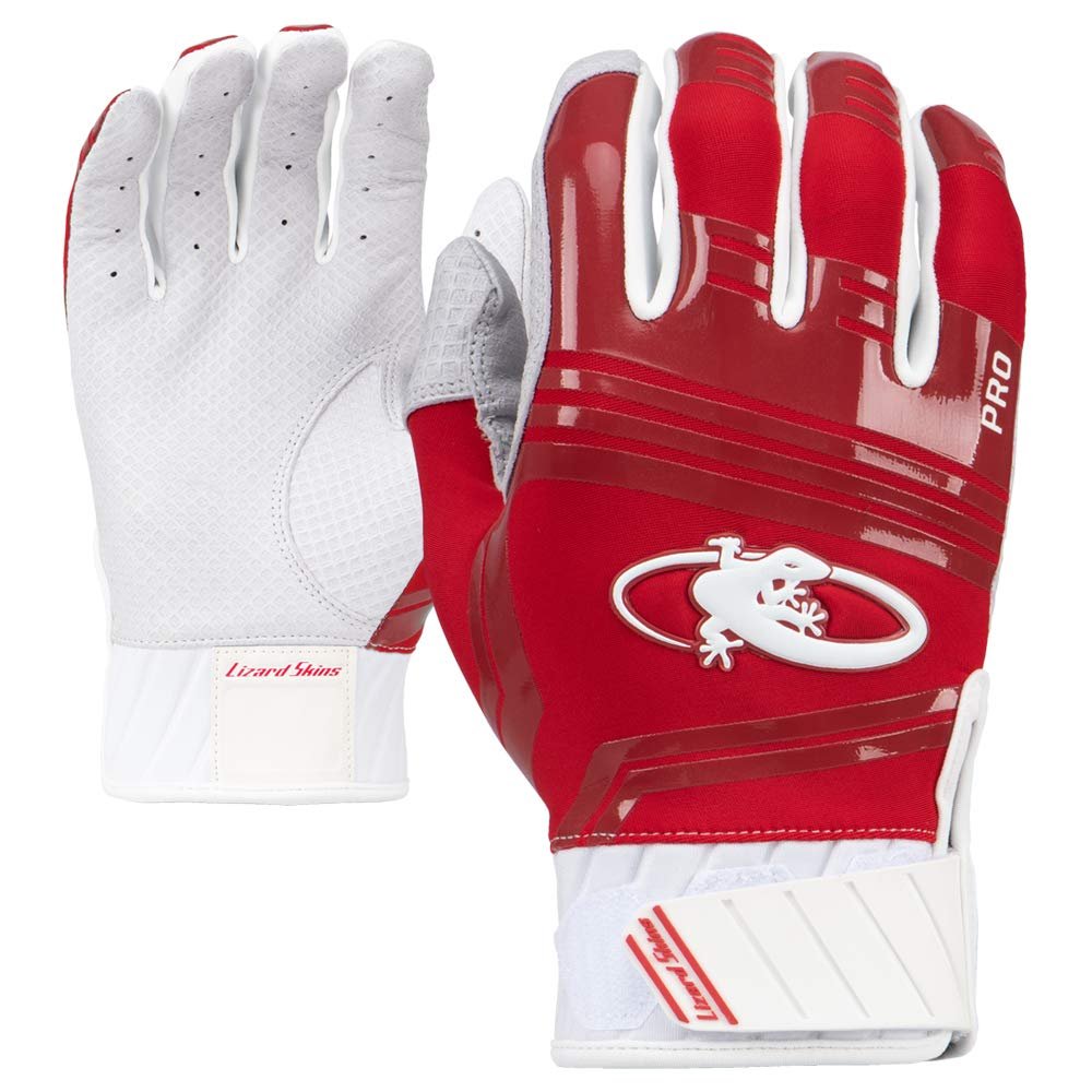 Lizard Skins Komodo Pro V2 Adult Baseball Batting Gloves - Pittards World Class Leather Batting Gloves 4 Colors XS-XXL (Crimson Red, X-Large)