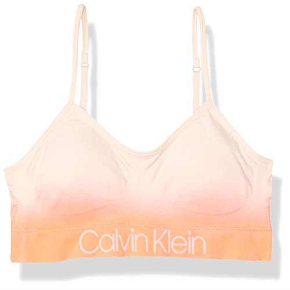 Calvin Klein Kids Girls' Seamless Wirefree Comfort Bralette Bra, Dd Coral, Medium