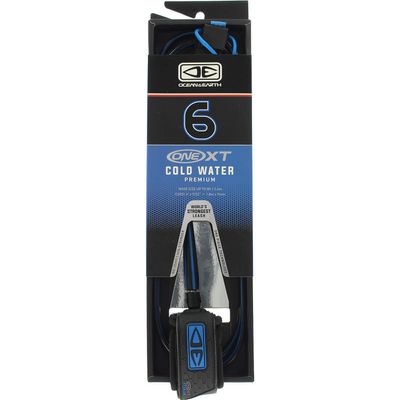 Ocean & Earth One XT Cold Water Comp Black/Blue Surfboard Leash - 6'