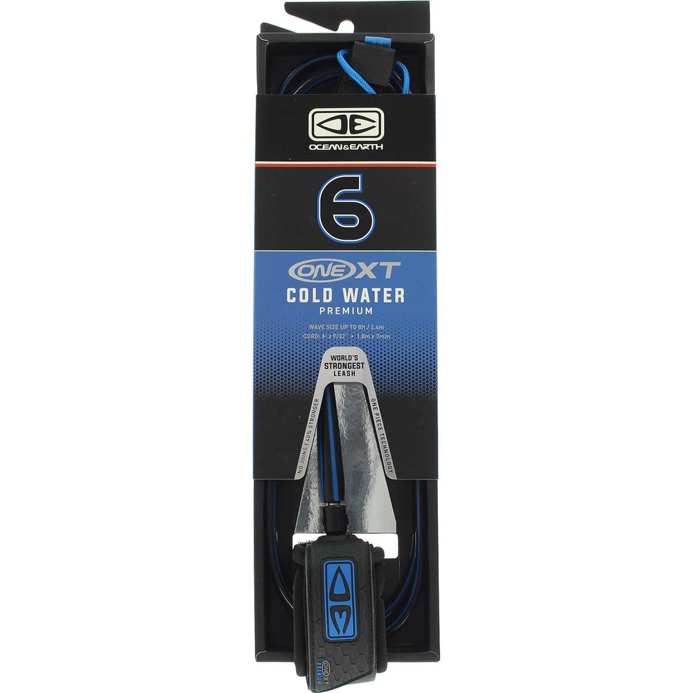 Ocean & Earth One XT Cold Water Comp Black/Blue Surfboard Leash - 6'