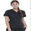 Cherokee Scrubs for Women V-Neck Scrub Top with 2 Pockets, Ultra Soft Stretch, Durable Easy Care Medical Uniform - WW612P, XS Petite, Black view 1
