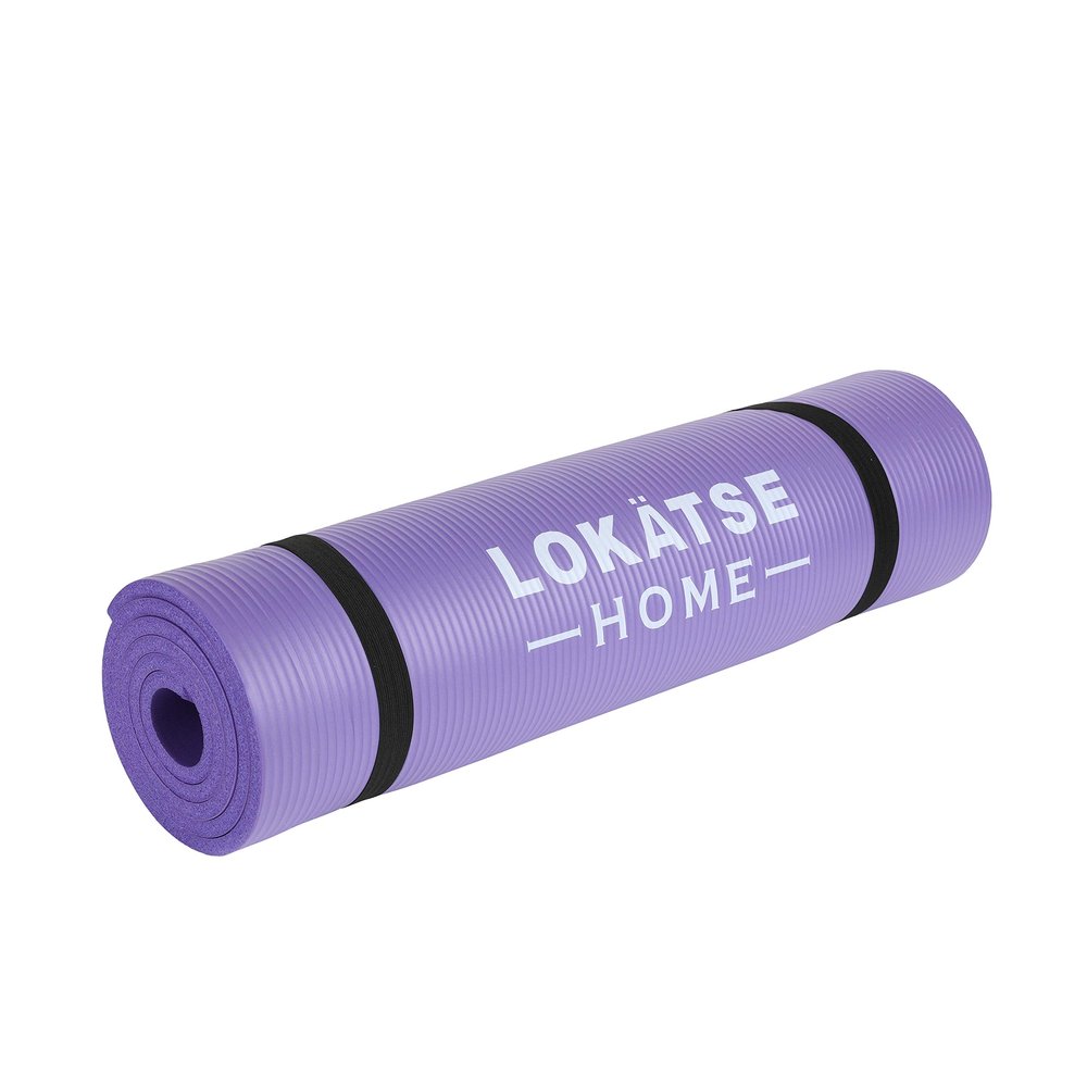 LOKATSE HOME Thick NBR Yoga Mat High Density Non-Slip Exercise Mat with Carrying Strap for Exercise Yoga and Pilates, 72 x 24 Inches, Purple