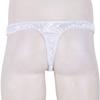 Hularka Men's Silky Satin Sissy Pouch Panties Thong Low Rise Bikini Briefs Underwear Lingerie White Medium view 4
