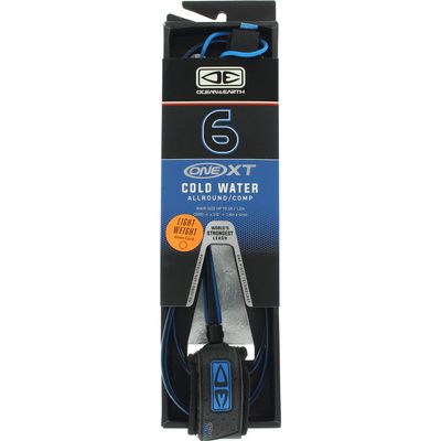 Ocean & Earth One XT Cold Water Comp Black/Blue Surfboard Leash - 6'