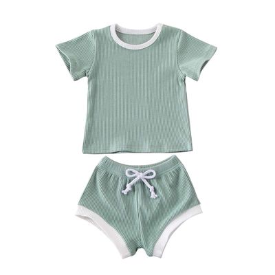 Nokpsedcb Newborn Kids Baby Girls Cute Strap Solid Color Romper Bodysuit Top+Drawstring Bottoms Shorts Pants 2Pcs Outfits Set (6-12 Months, A-Light Green)