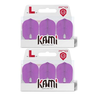 LSTYLE Dart Flights - L3 PRO KAMI Shape - Purple | 2-Pack (6 Flights) | for Soft & Steel Tip Darts