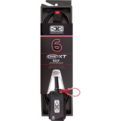 Ocean & Earth One XT Big Wave Pin Release Black Surfboard Leash - 6'