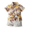 JunNeng Toddler Baby Boy Shorts Sets Hawaiian Outfits,Tropical Floral Short Sleeve Shirt +Elastic Shorts Vacation Clothes,Beige 18-24 Months view 1