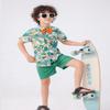 JunNeng Toddler Baby Boy Shorts Sets Hawaiian Outfits,Tropical Floral Short Sleeve Shirt +Elastic Shorts Vacation Clothes,Beige 18-24 Months view 3
