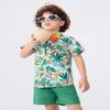 JunNeng Toddler Baby Boy Shorts Sets Hawaiian Outfits,Tropical Floral Short Sleeve Shirt +Elastic Shorts Vacation Clothes,Beige 18-24 Months view 4
