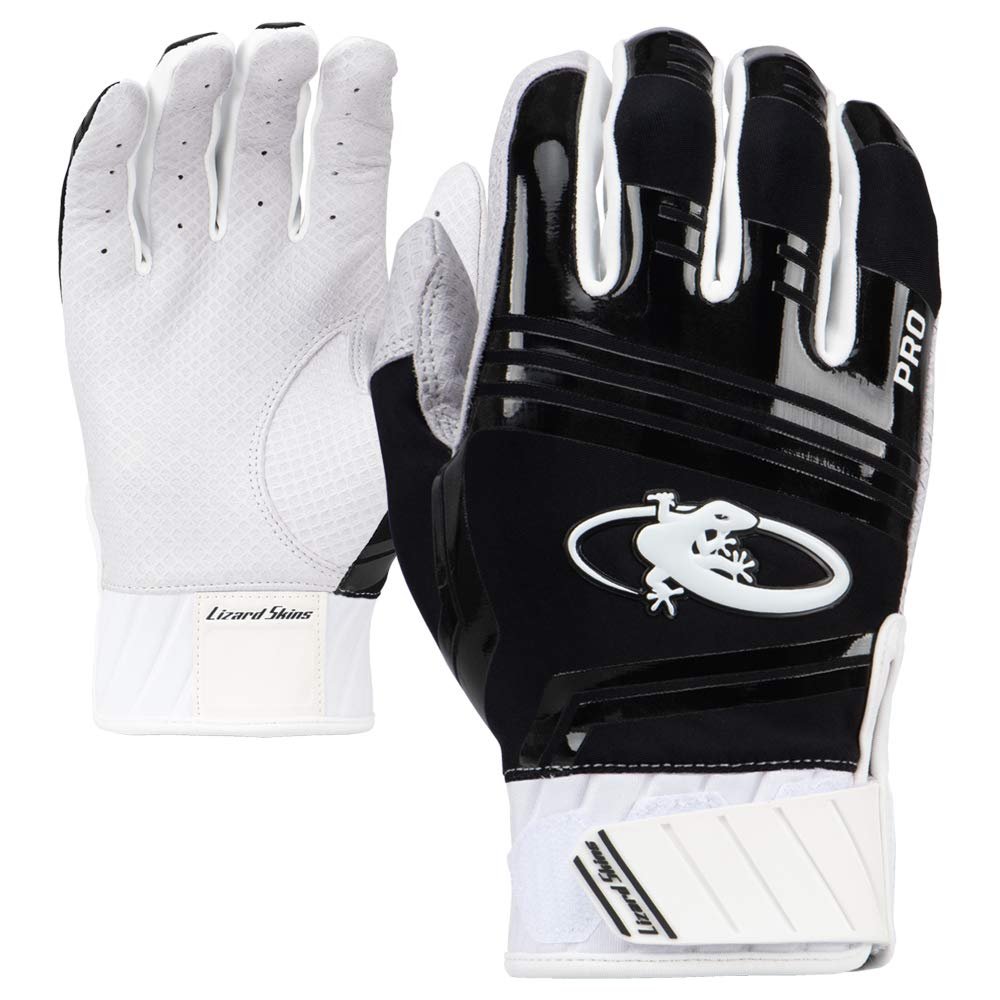Lizard Skins Komodo Pro V2 Adult Baseball Batting Gloves - Pittards World Class Leather Batting Gloves 4 Colors XS-XXL (Jet Black, Medium) KP210009