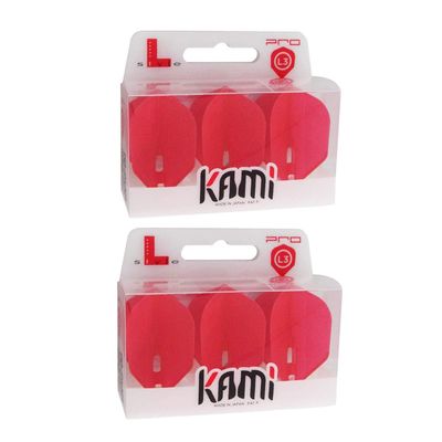 LSTYLE Dart Flights - L3 PRO KAMI Shape - Red | 2-Pack (6 Flights) | for Soft & Steel Tip Darts
