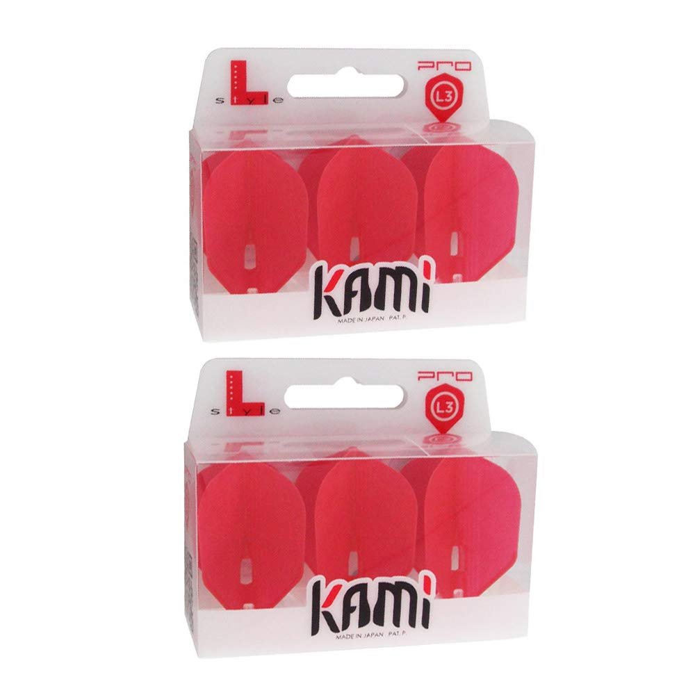 LSTYLE Dart Flights - L3 PRO KAMI Shape - Red | 2-Pack (6 Flights) | for Soft & Steel Tip Darts