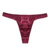 Hularka Men's Silky Satin Sissy Pouch Panties Thong Low Rise Bikini Briefs Underwear Lingerie Wine Red Medium view 3