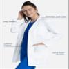Cherokee Women's Lab Coat Modern Classic Fit 33" & 35" Doctors Coat with 3 Pockets CK452T, L Tall, White view 2