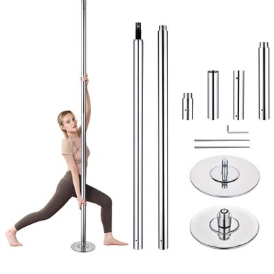 AW 9.25 FT Portable Dance Pole Kit Static Spinning Pole Dancing Pole for Home Removable 45mm Dance Pole Gym Party Club Exercise Fitness Silver, Max Load 1102 Lbs