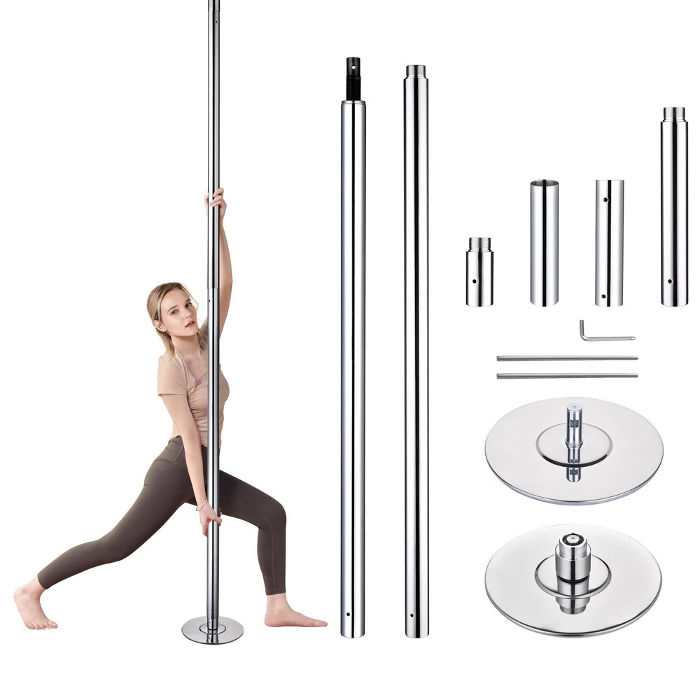 AW 9.25 FT Portable Dance Pole Kit Static Spinning Pole Dancing Pole for Home Removable 45mm Dance Pole Gym Party Club Exercise Fitness Silver, Max Load 1102 Lbs