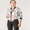 Allegra K Women's Bomber Jacket Satin Long Sleeve Zipper Floral Print Casual Fall Coat with Pocket Winter Outwear Medium White view 4