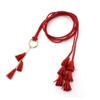Toporchid Women Three-String Tassel Ring Waist Rope Adjustable Knitted Belt Body Rope(Red) view 1