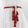 Toporchid Women Three-String Tassel Ring Waist Rope Adjustable Knitted Belt Body Rope(Red) view 3
