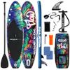 SereneLife Inflatable Stand Up Paddle Board - Wide Stable Design, Non-Slip Deck for Adults & Youth with Premium Paddle Board Accessories: Carry Bag, Dual Action Pump, Paddle, Ankle Leash - 10'6" view 1
