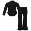 Agoky Boys Ballroom Salsa Latin Dance Shirt Romper Tuxedo Leotard Modern Dancewear Kids Stage Performance Costumes Outfits Black Shirt Trousers 6 view 2