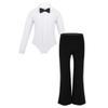 Agoky Boys Ballroom Salsa Latin Dance Shirt Romper Tuxedo Leotard Modern Dancewear Kids Stage Performance Costumes Outfits White Shirt Trousers 6 view 1