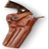 Premium Leather Three Slot Belt Holster with Retention Strap Fits Python 357 Magnum 6-inch, R/H Draw, Brown Color #1306# view 1
