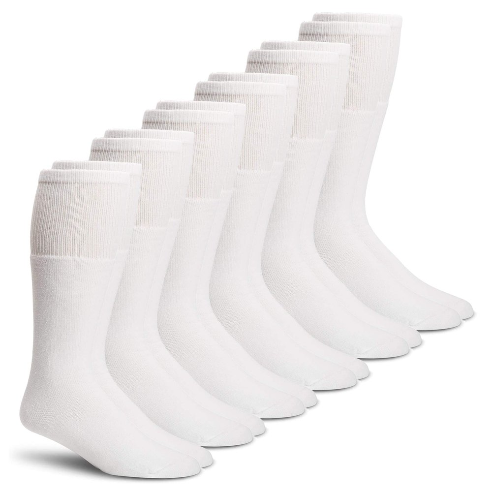 Carolina Ultimate Men's Sport Cushion Mid Calf Tube Socks 6 Pack, White, Large